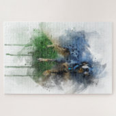 Blue Leopard Catahoula in Waterverf Legpuzzel (Horizontaal)