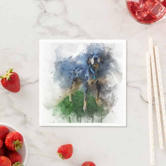 Blue Leopard Catahoula in Waterverf Servet (Insitu)