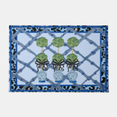 Blue Leopard Chinoiserie Ginger Jar Deurmat (Voorkant)