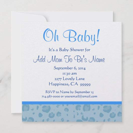 Blue Leopard Confetti Boy Baby shower Kaart (Voorkant)