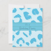 Blue Leopard Fur Pattern Birthday Party Invitation Kaart (Voorkant)