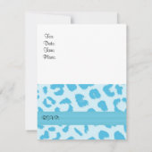 Blue Leopard Fur Pattern Birthday Party Invitation Kaart (Achterkant)