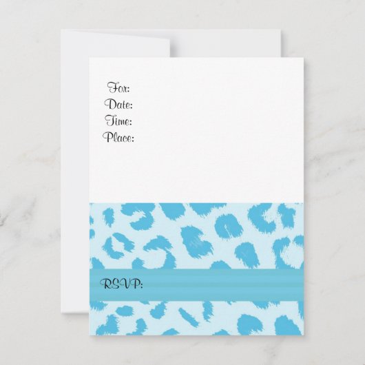 Blue Leopard Fur Pattern Birthday Party Invitation Kaart (Achterkant)