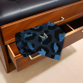 Blue Leopard Glitter Print Gold Monogram Initiaal Stropdas