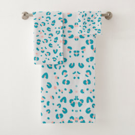 Blue Leopard Pattern Bad Handdoek