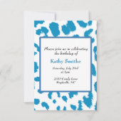 Blue Leopard Pattern Birthday Invitation Kaart (Voorkant)