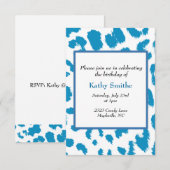 Blue Leopard Pattern Birthday Invitation Kaart (Voorkant / Achterkant)