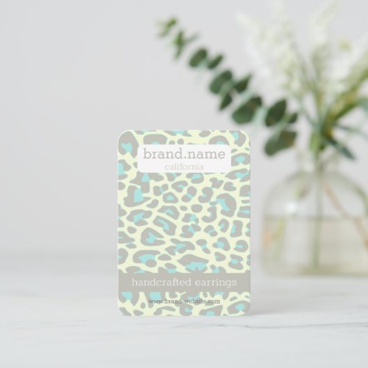 Blue Leopard Pattern Handmade Jewelry Stud Display Visitekaartje (Staand voorkant)
