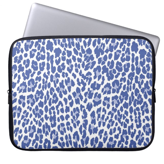 Blue Leopard Pattern Laptop Sleeve (Voorkant)