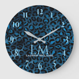 Blue Leopard Personalized Modern Wall Clock Grote Klok
