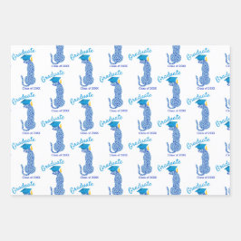 Blue Leopard Print Afstuderen Inpakpapier Vel