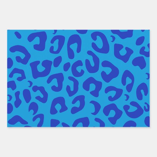 Blue Leopard Print Afstuderen Inpakpapier Vel (Voorkant 3)