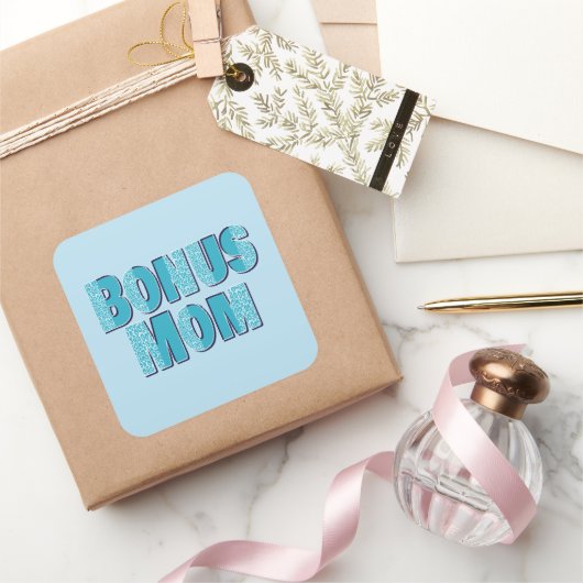 Blue Leopard Print Bonus Mam Vierkante Sticker (Geschenken)