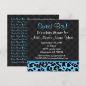 Blue Leopard Print Boy Baby shower B451 Kaart (Voorkant / Achterkant)