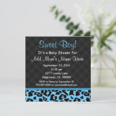 Blue Leopard Print Boy Baby shower B451 Kaart (Staand voorkant)