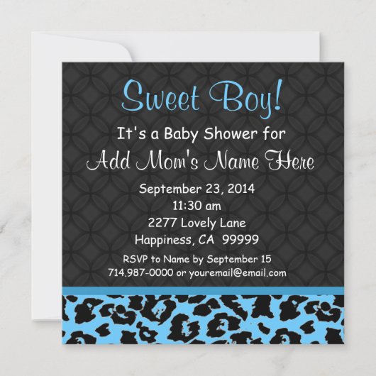 Blue Leopard Print Boy Baby shower B451 Kaart (Voorkant)
