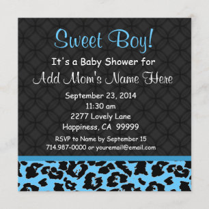 Blue Leopard Print Boy Baby shower B451 Kaart