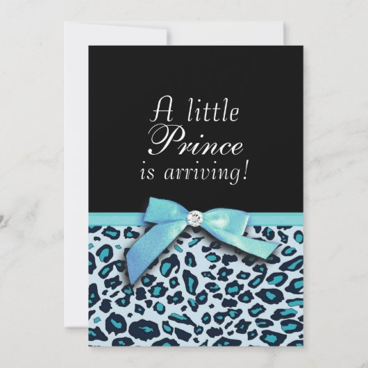 Blue Leopard Print Boy Baby shower-uitnodiging Kaart (Achterkant)