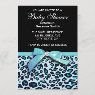 Blue Leopard Print Boy Baby shower-uitnodiging Kaart