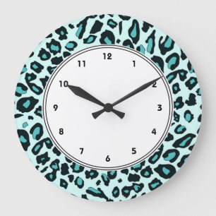 Blue leopard print grote klok