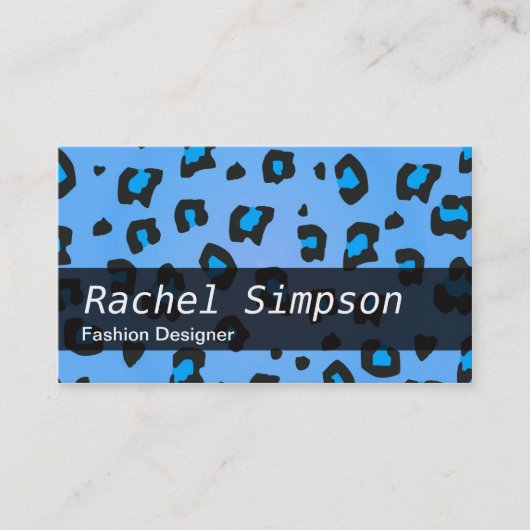 Blue Leopard Print Mode Designer Visitekaartje (Voorkant)