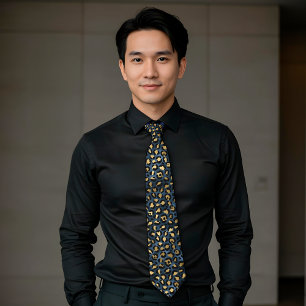 Blue Leopard Print Pattern Metallic Stropdas