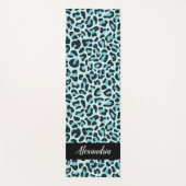 Blue Leopard Print Personalized Pilates Yoga Mat (Voorkant)