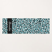 Blue Leopard Print Personalized Pilates Yoga Mat (Voorkant (horizontaal))