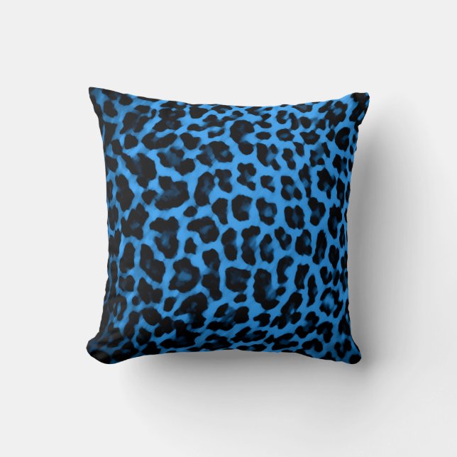Blue Leopard Print Pillow Kussen (Voorkant)