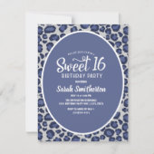 Blue Leopard Print Sweet 16 Uitnodiging (Voorkant)
