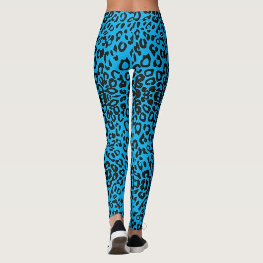 Blue Leopard Safari Print Leggings (Achterkant)