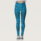 Blue Leopard Safari Print Leggings (Voorkant)