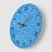Blue Leopard Skin Round Roman Nummerklok Grote Klok (Hoek)