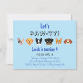 Blue Let's Pawty Puppy Boy Birthday Party Kaart (Voorkant)