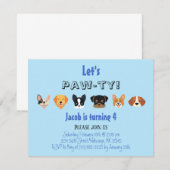 Blue Let's Pawty Puppy Boy Birthday Party Kaart (Voorkant / Achterkant)