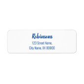 Blue Lettering Family Name Return Label (Voorkant)
