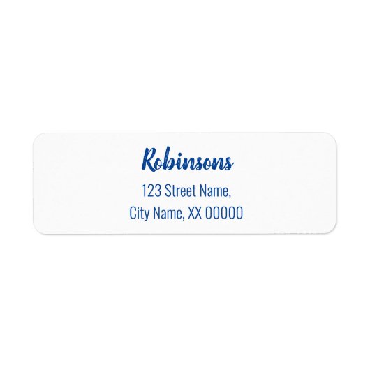 Blue Lettering Family Name Return Label (Voorkant)