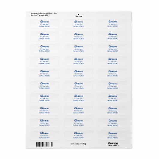 Blue Lettering Family Name Return Label (Full Sheet)