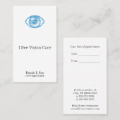 Blue Letterpress Style Eye-Con Afsprakenkaartje (Voorkant / Achterkant)