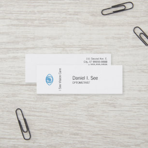 Blue Letterpress Style Eye-Con Mini Visitekaartje