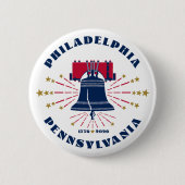 Blue Liberty Bell Philadelphia 1776 Button (Voorkant)
