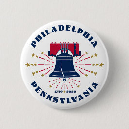 Blue Liberty Bell Philadelphia 1776 Button