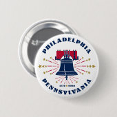 Blue Liberty Bell Philadelphia 1776 Button (Voorkant /achterkant)