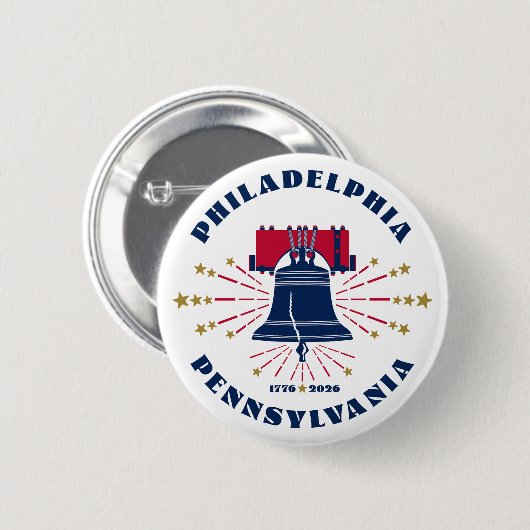 Blue Liberty Bell Philadelphia 1776 Button (Voorkant /achterkant)