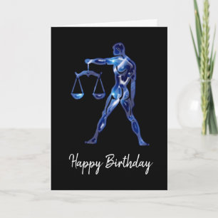 Blue Libra Sign Birthday Kaart