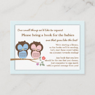 Blue Library Baby shower Book Insert Request Kaart