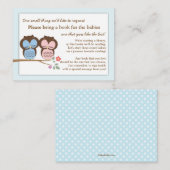 Blue Library Baby shower Book Insert Request Kaart (Voorkant / Achterkant)