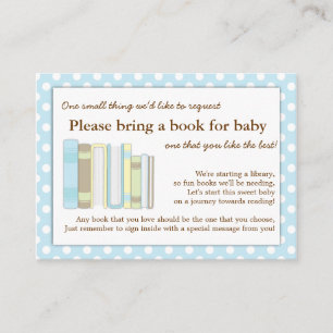 Blue Library Baby shower Book Insert Request Kaart