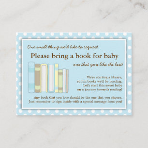 Blue Library Baby shower Book Insert Request Kaart