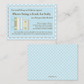 Blue Library Baby shower Book Insert Request Kaart (Voorkant / Achterkant)